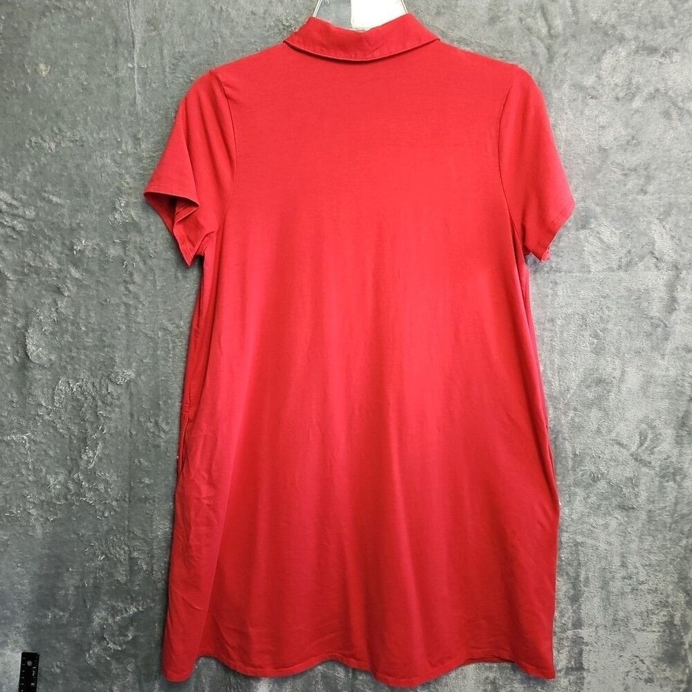 J. Jill Red Polo Shirt Dress w/ Pockets Pima Cotton Size MP (Medium Petite) - Picture 10 of 12